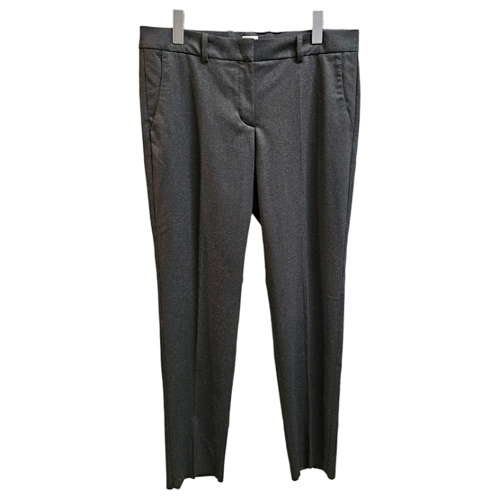 Armani Collezioni Charcoal Virgin Wool Straight Leg Trousers Pants Size 12